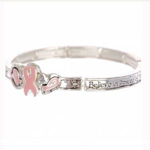 Pink Ribbon Stretch Bracelet Inspiration Message NEW
